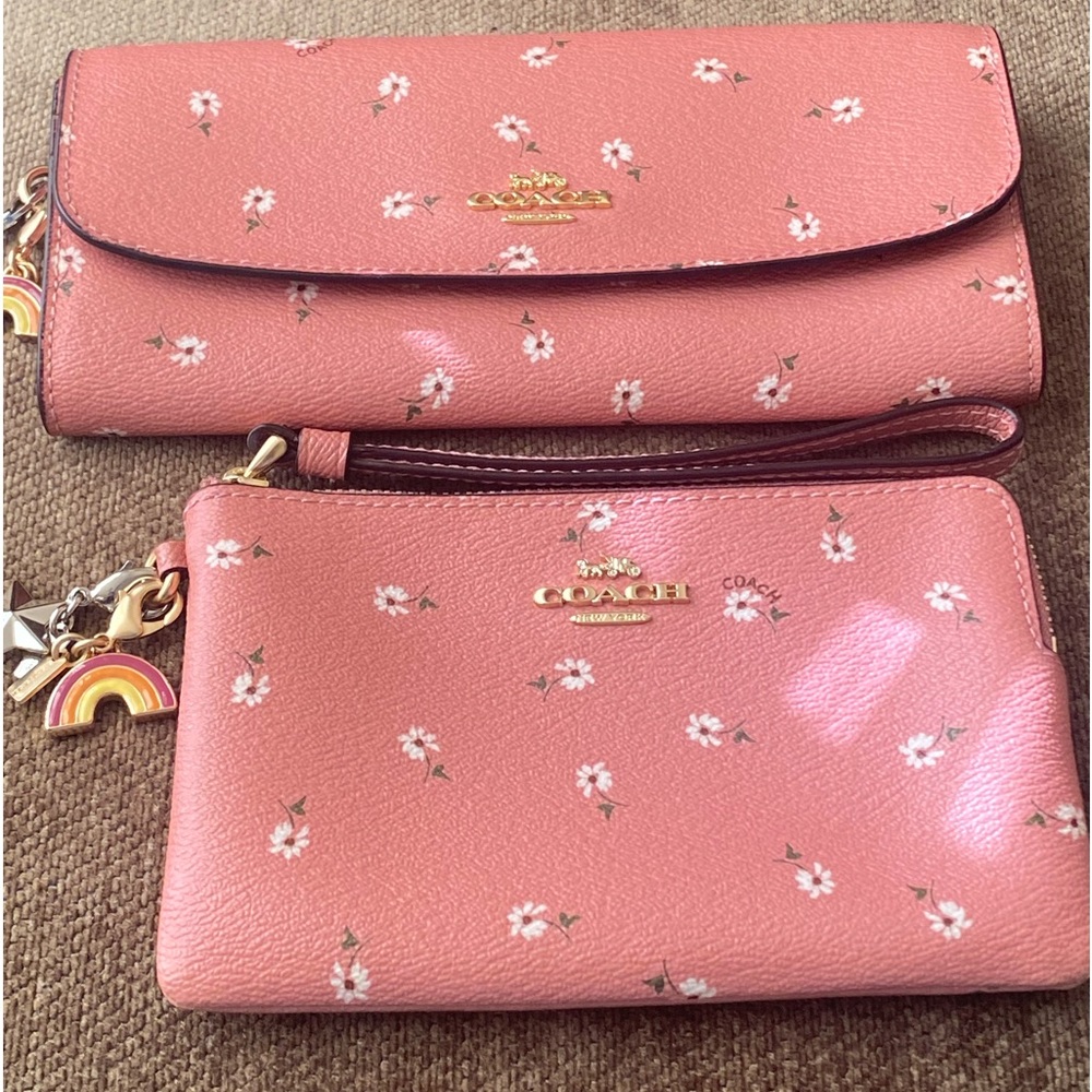 Coach Floral Print Wallet w/ Matching Wristlet